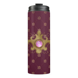 Mongram aus Burgund und Gold Paris Edelstein Thermosbecher