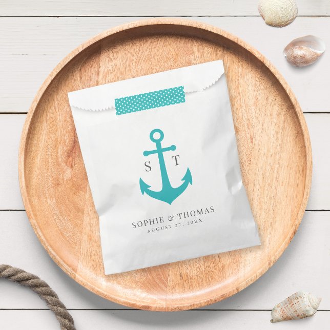 Mongram bearbeitbare Farbklemme Anker Nautische Ho Geschenktütchen (Von Creator hochgeladen)