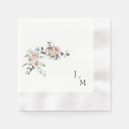 Mongram Blush Floral Wedding geprägt Serviette