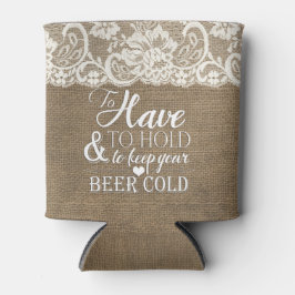 Mongram Burlap Hochzeit haben und halten Dosenkühler
