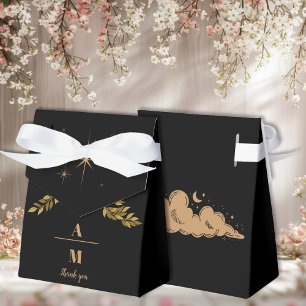 Mongram Celestial Mitternacht Black Stars Hochzeit Geschenkschachtel