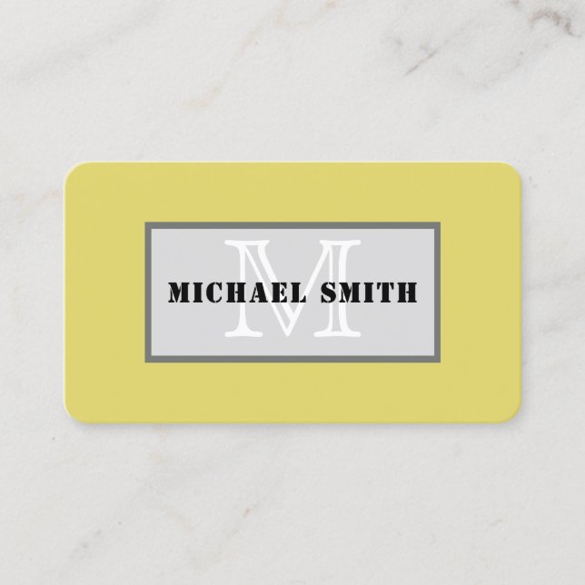Mongram Citrine Solid Color Background Visitenkarte (Vorderseite)