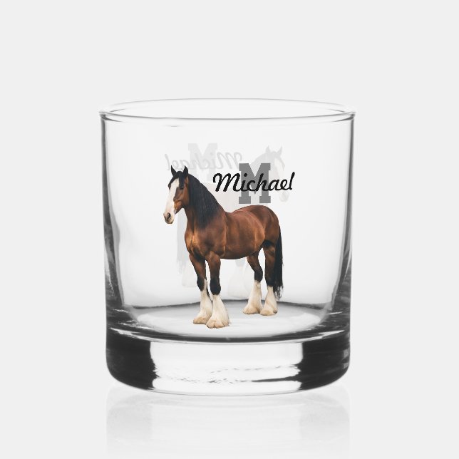 Mongram Clydesdale Entwurf Pferdezucht Whiskyglas (Vorderseite)