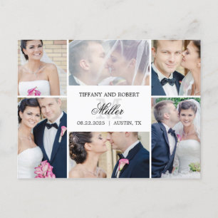 Mongram Collage Wedding Announcement Elopement Postkarte