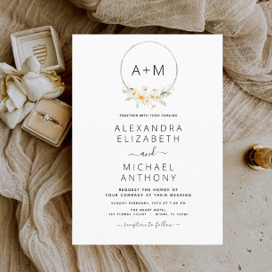 Mongram Daisy Sage Green Floral Wedding Flyer