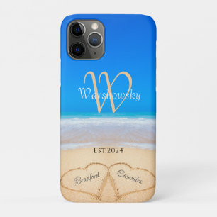 Mongram für Beach Couple Hearts in Sand Family Case-Mate iPhone Hülle