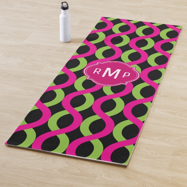 Mongram Green and Pink Waves Muster Yogamatte (Beispiel)