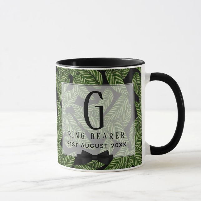 Mongram Green Leaf Tropical RING BEARER Wedding Tasse (Rechts)