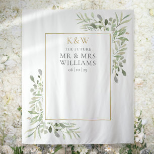 Mongram Greenery Couples Shower Foto Prop Wandteppich