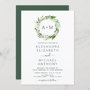 Mongram Grüne Grüne Einladung zur Hochzeit