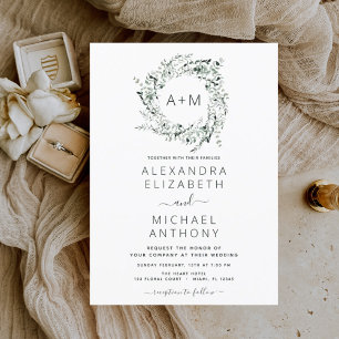 Mongram Grüne Grüne Einladung zur Hochzeit