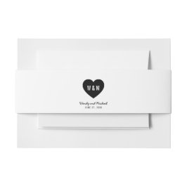 Mongram Heart Modern Wedding Einladungsbanderole