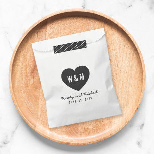 Mongram Heart Modern Wedding Geschenktütchen