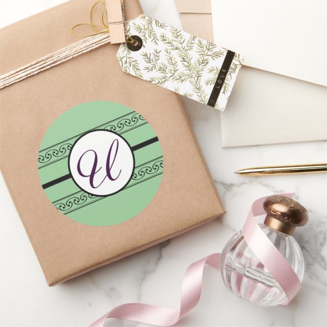 Mongram Hochzeitsgradminze Runder Aufkleber (Schenken)