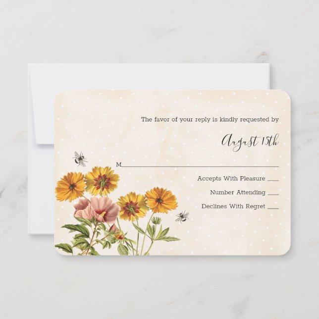 Mongram Honeybee Wedding Response Card UAWG RSVP Karte (Rückseite)