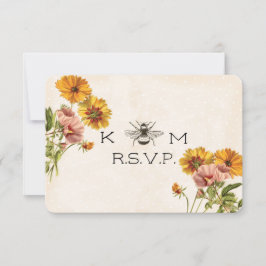 Mongram Honeybee Wedding Response Card UAWG RSVP Karte