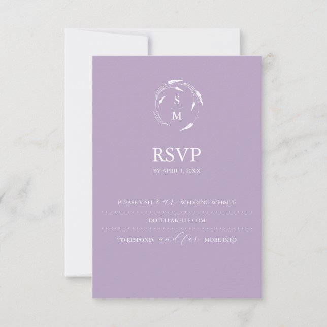 Mongram Lavender RSVP Card Hochzeitsseite (Vorderseite)
