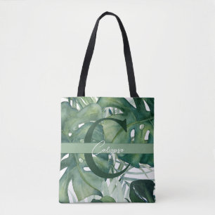 Mongram Letter Tropical Blätter Monstera Greenery