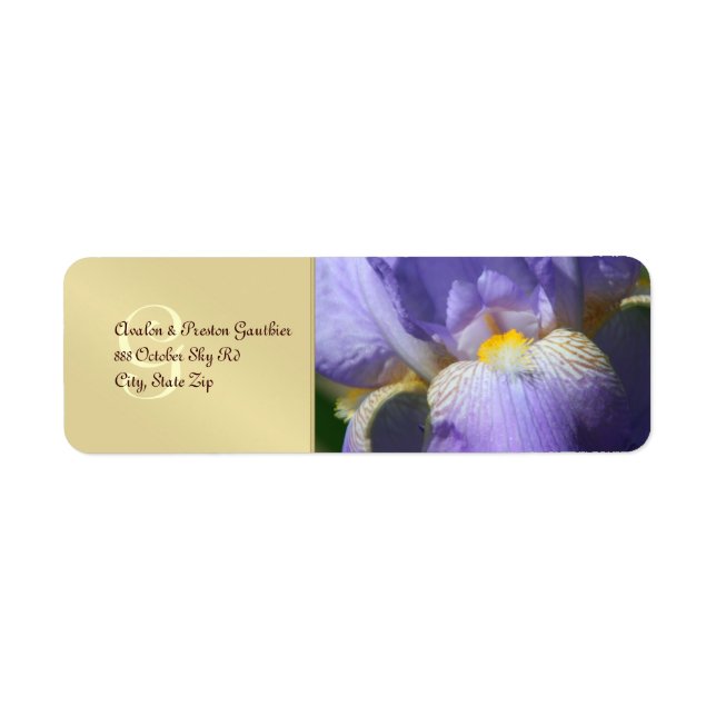 Mongram Lila Iris Wedding Address Label (Vorne)