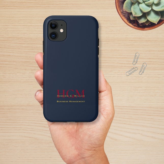 Mongram Logo Navy Burgundy Gold Case-Mate iPhone Hülle (Von Creator hochgeladen)