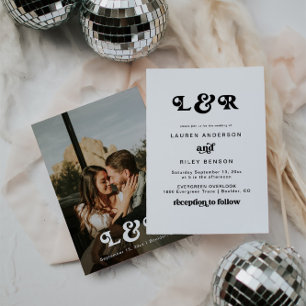 Mongram Modern Retro 70er Jahre Einladung zur Hoch