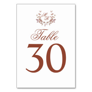 Mongram Motif von Burgundy Wedding Tischnummer