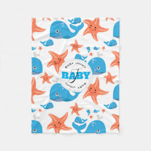 Mongram Muster für Whale und Starfish Baby Fleecedecke