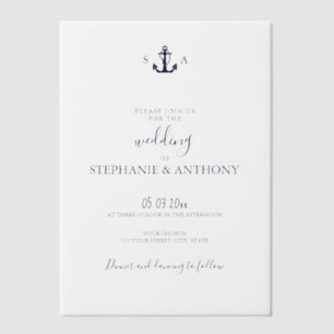 Mongram Nautical Navy Blue Anchor Hochzeit