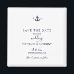 Mongram Nautical Navy Blue Anchor Hochzeit Magnet<br><div class="desc">Machen Sie Ihren großen Tag unvergesslich mit dieser Monogram Navy Blue Anchor Speichern Sie das Date Magnet. Mit einem minimalistisch-weißen Hintergrund, marineblau-blauem Text und einem zeitlosen Ankermonogramm mit den Initialen des Paares verbindet dieser Magnet sauberen Küstenstil mit alltäglicher Funktionalität. Dieser Magnet ist perfekt für Hochzeiten am Strand, Feiern am Ziel...</div>