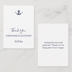 Mongram Nautical Navy Blue Anchor Hochzeit Mitteilungskarte