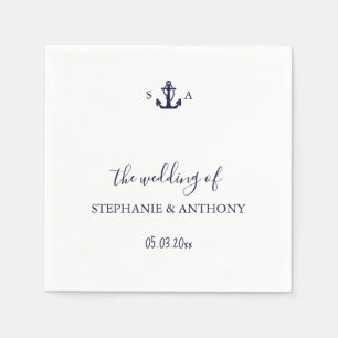 Mongram Nautical Navy Blue Anchor Hochzeit Serviette