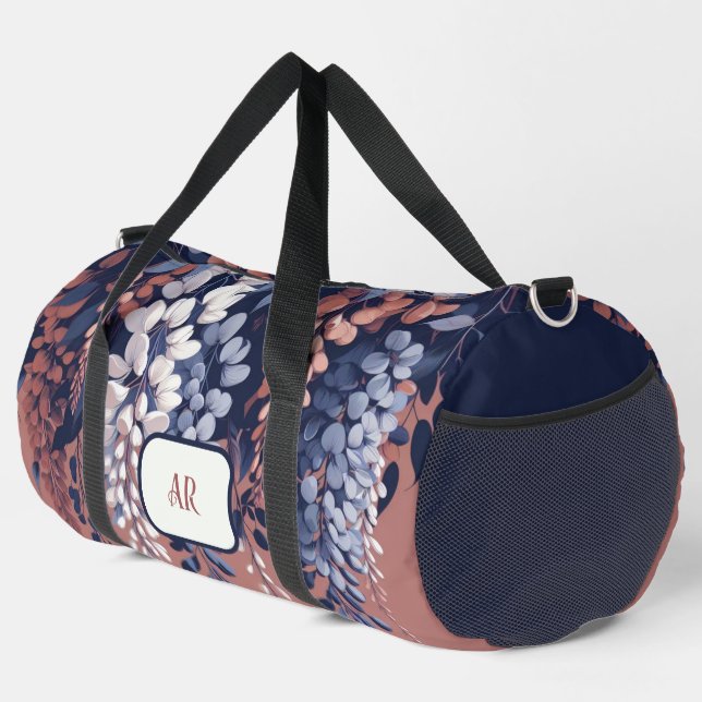 Mongram Navy Rose Wisteria Elegance Duffle Bag (Rechte Ecke)