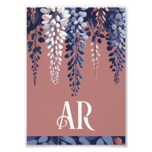 Mongram Navy Rose Wisteria Elegance Fotodruck