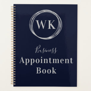 Mongram Navy Silver Business Appointing Book Planer