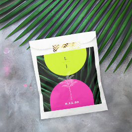 Mongram Neon Arches Tropical Palm Tree Wedding Geschenktütchen