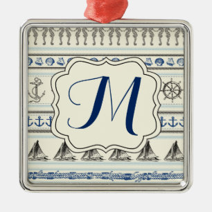 Mongram Ornament Sailing Anchor Nautical Rope