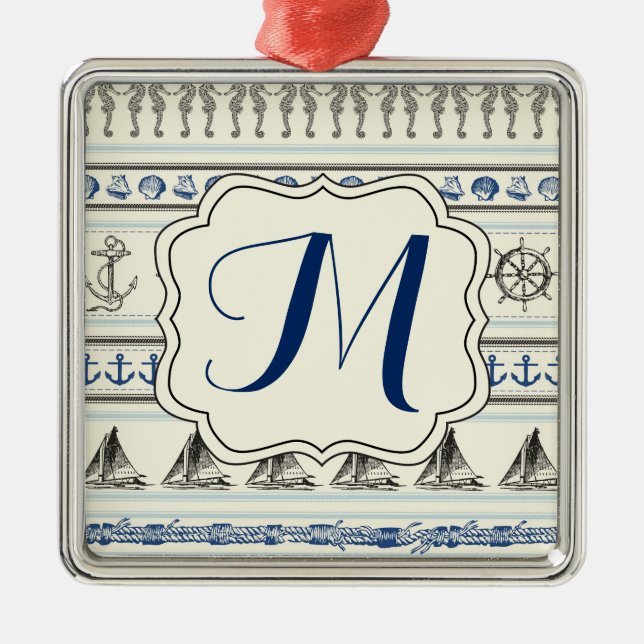 Mongram Ornament Sailing Anchor Nautical Rope (Vorne)