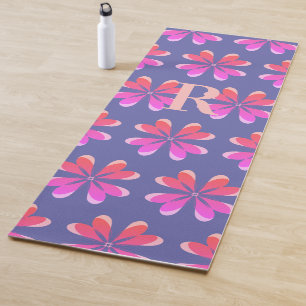 Mongram Periwinkle Retro Blume Muster Yogamatte