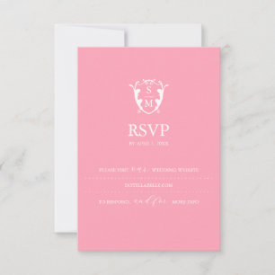 Mongram Pink RSVP Card Hochzeitswebsite Karte