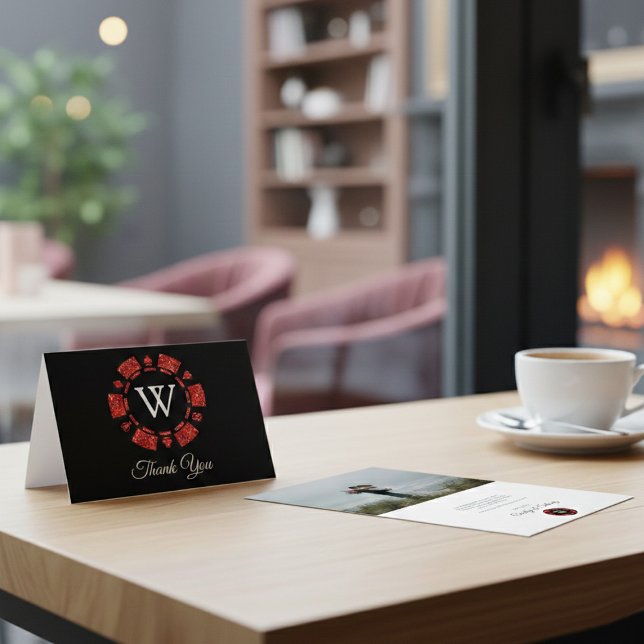 Mongram Poker Mongram Casino Hochzeit von Red Glit Dankeskarte (Von Creator hochgeladen)