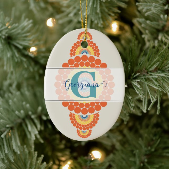 Mongram Radiant Aegean Summer Ornamental Mandala Keramik Ornament (Baum)