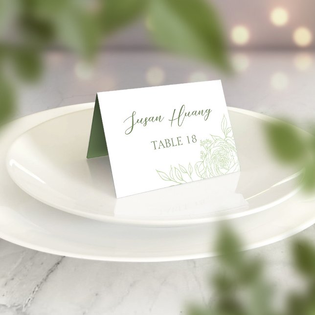 Mongram Ranunculus Wedding Platzkarte Tischnummer (FRONT)