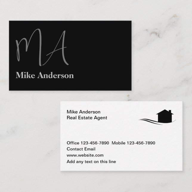 Mongram Real Anwesen Business Cards Style Visitenkarte (Vorne/Hinten)