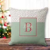 Mongram Red and Light Green Holiday Pattern