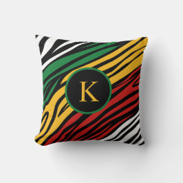 Mongram Red Green Yellow Black History Montag Kissen