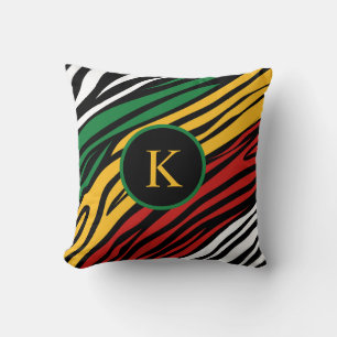 Mongram Red Green Yellow Black History Montag Kissen
