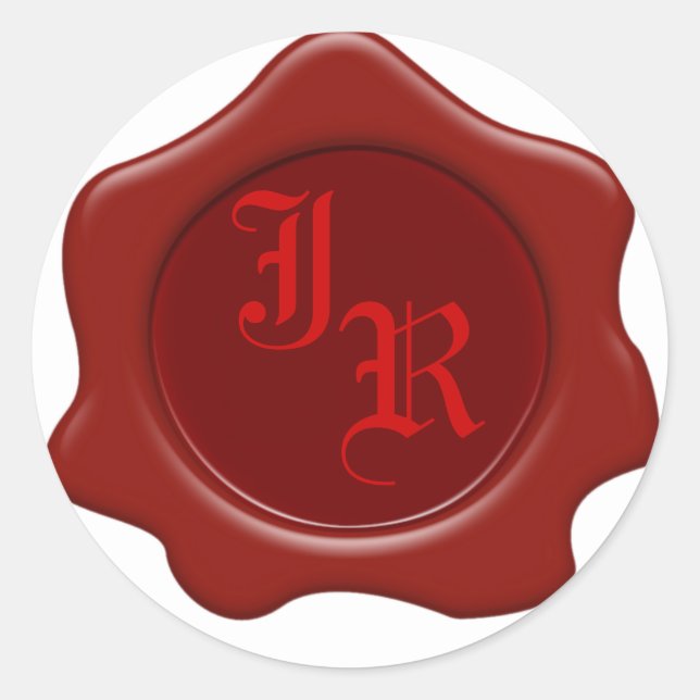 Mongram Red Wax Siegel Wedding Stickers (Vorderseite)
