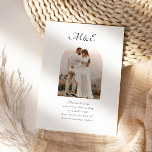 Mongram Romantic Arch Foto Elegante Hochzeit Einladung