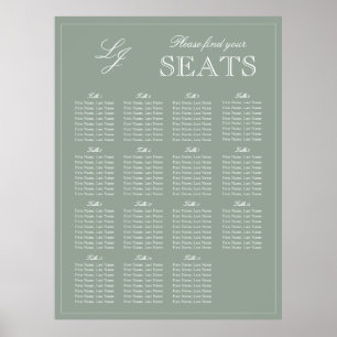 Mongram Script Sage Green Modern Wedding Sees Poster
