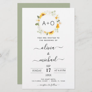 Mongram Sonnenblume Eukalyptus Wedding